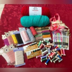 Lot of yarn, jute, hemp, thread, floss for sewing, arts crafts jewelry packaging